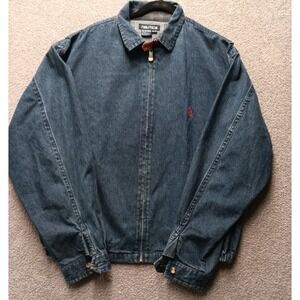 Y2K Nautica Denim Jacket XL Vintage Zip Up Blue Jean Retro Classic Relaxed Loose